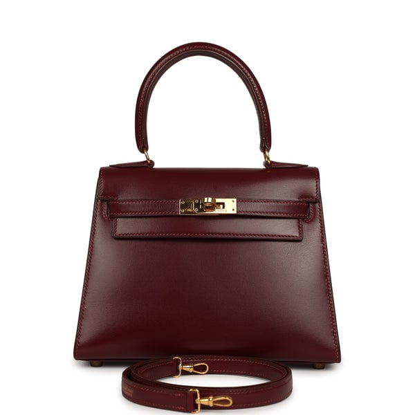 Hermes Vintage Hermes Kelly Sellier 20 Rouge H Box Gold Hardware