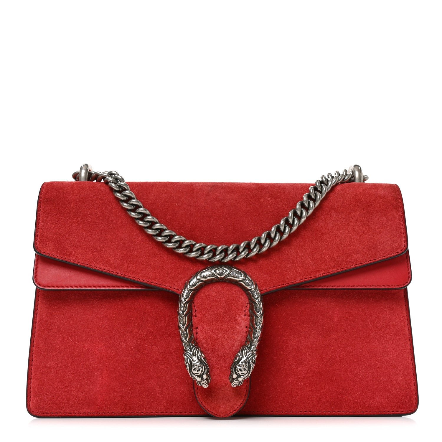 Gucci Suede Vitello Velvet Small Dionysus Shoulder Bag Vulcanic Red