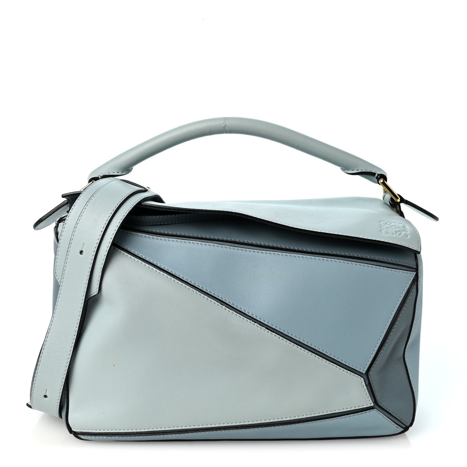 Loewe Calfskin Medium Puzzle Bag Aqua Light Blue Stone Blue