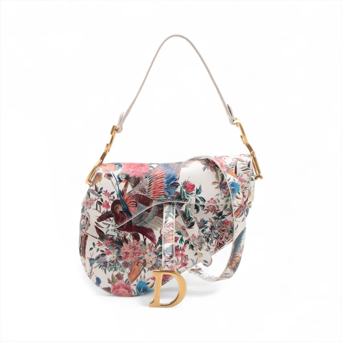 Dior Christian Dior Saddle Bag Leather 2 Way Handbag Multicolor