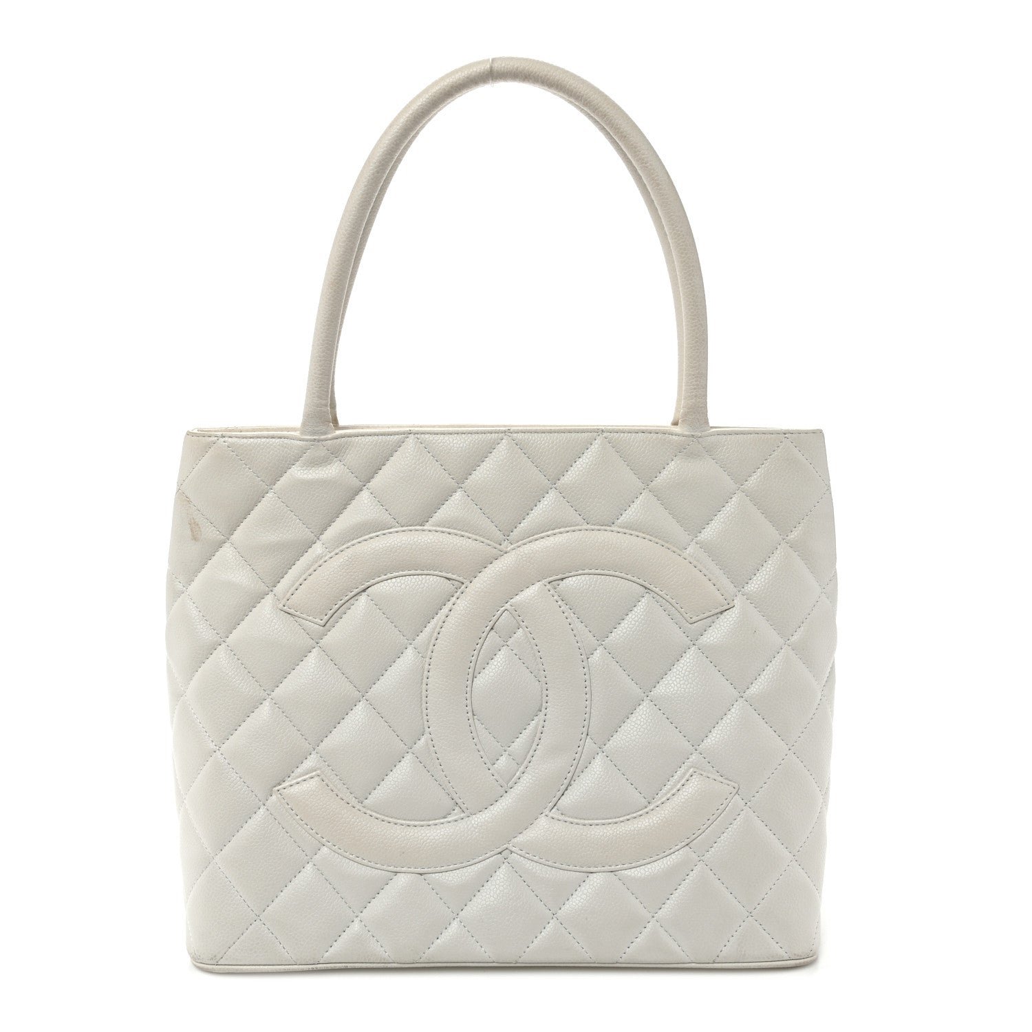Chanel Caviar Quilted Medallion Tote White