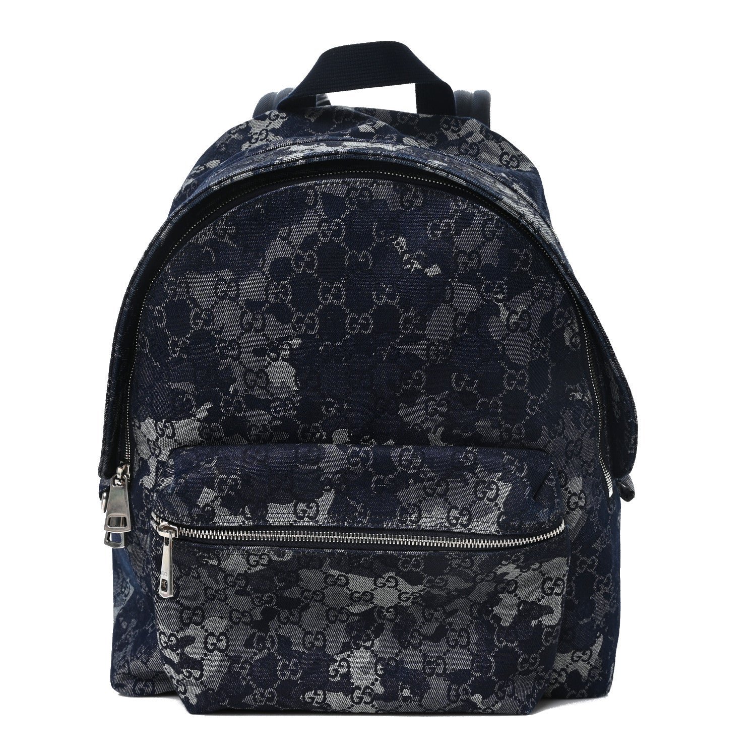 Gucci Denim Monogram Camouflage Large Backpack Blue