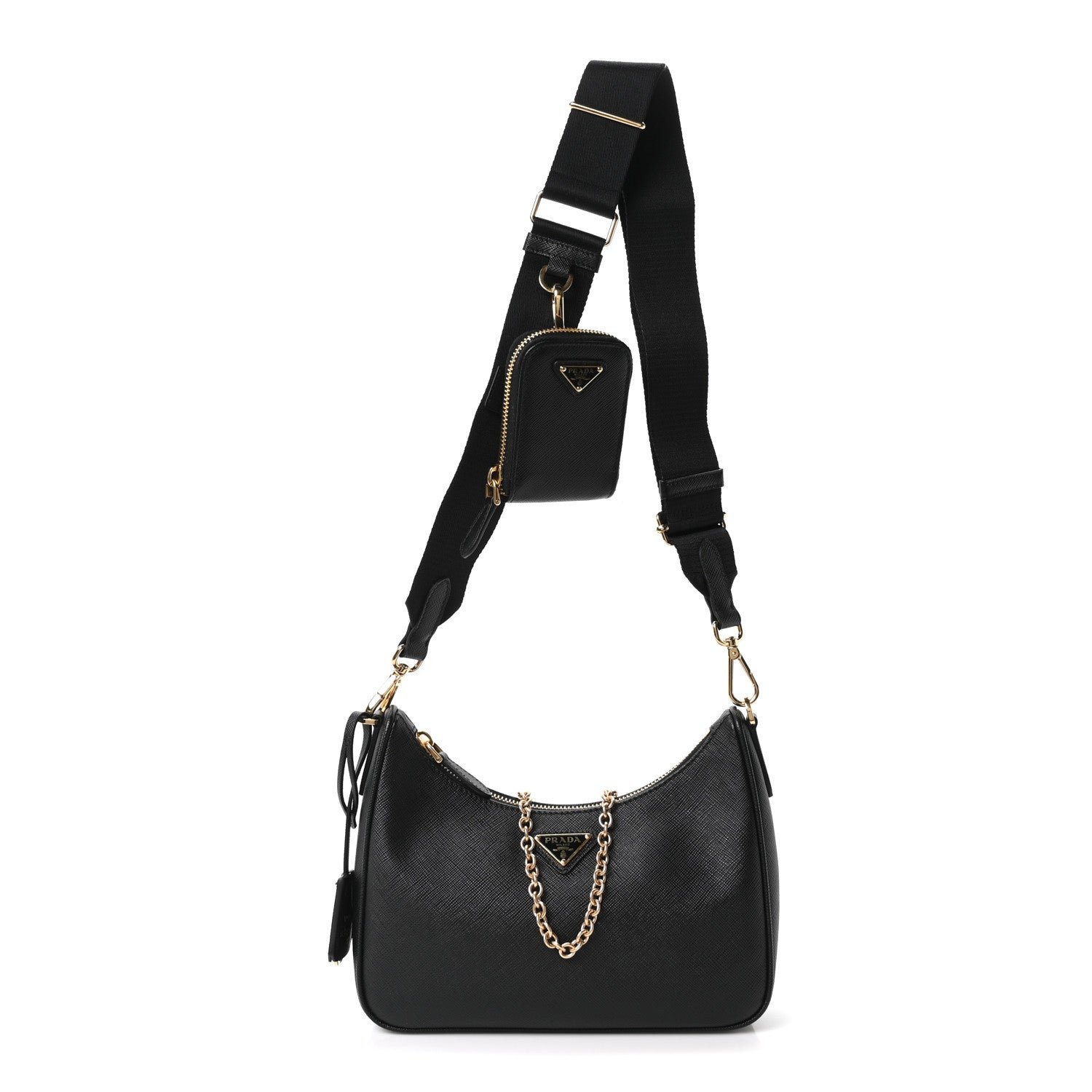 Prada Saffiano Lux Re-Edition 2005 Shoulder Bag Black