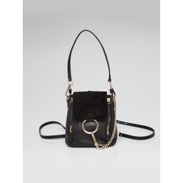 Chloe Chloe Black Leather and Suede Mini Faye Backpack