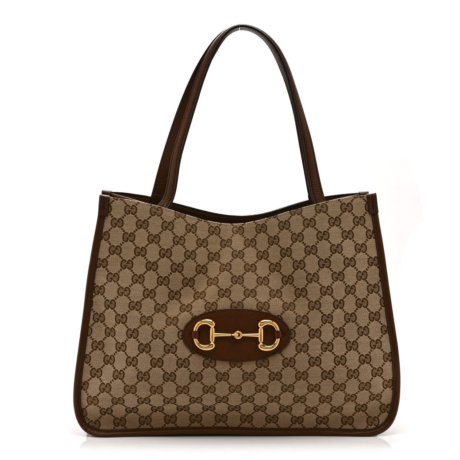 Gucci Monogram Horsebit 1955 Tote Bag Beige Brown Sugar