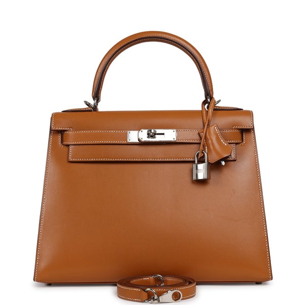 Pre-owned Hermes Kelly Sellier 28 Naturel Sable Butler Palladium Hardware