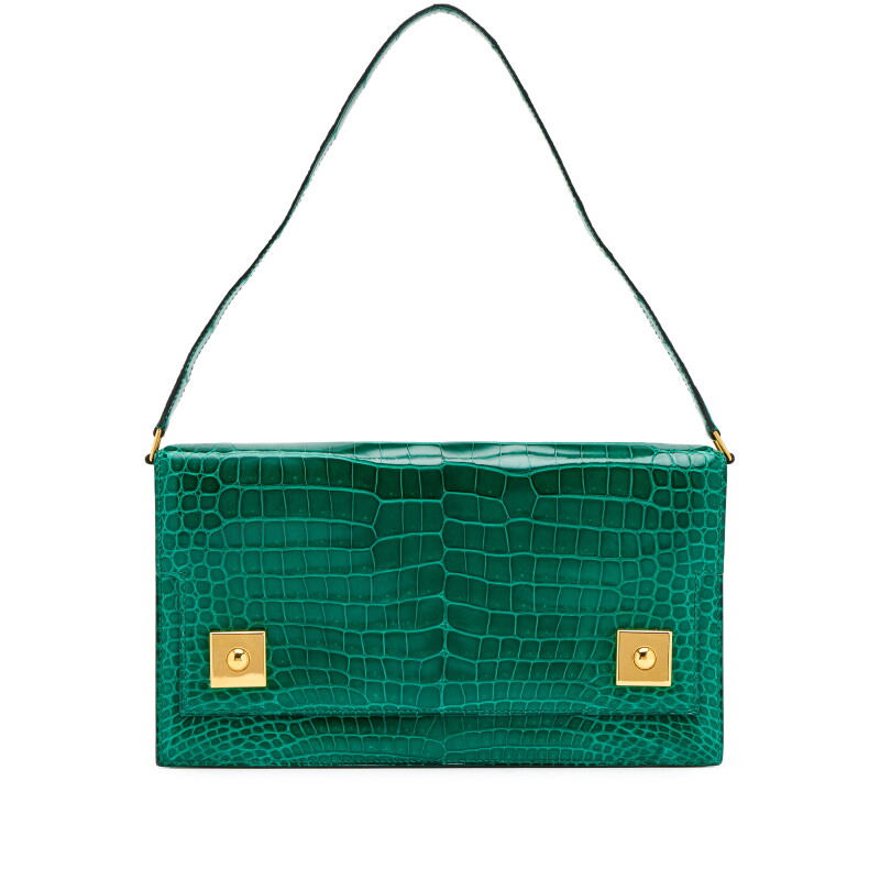 Emeraude Shiny Porosus Crocodile Sac Piano Duo Bag Gold Hardware, 2009