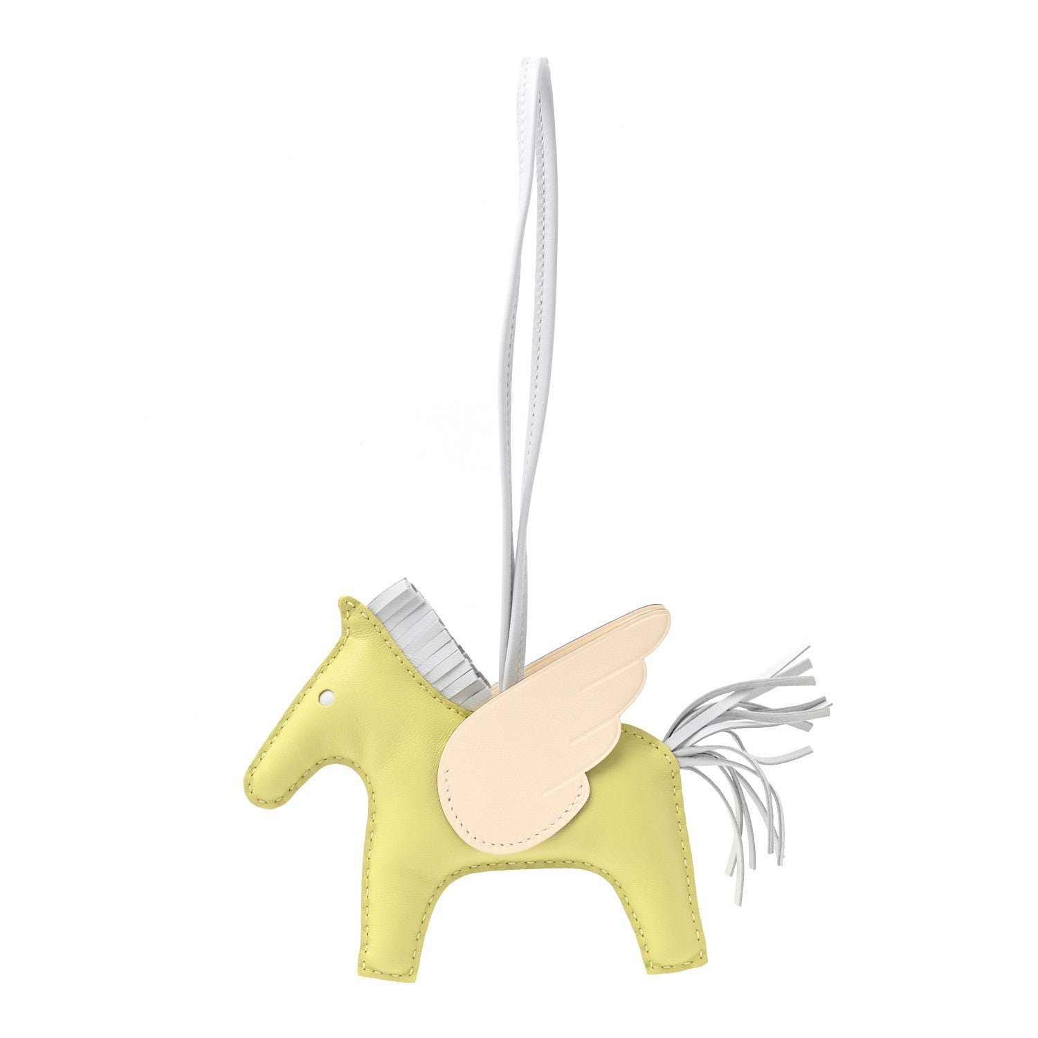 Hermes Milo Lambskin Grigri Rodeo Pegase Horse Bag Charm MM Jaune Bourgeon Bleu Brume Nata
