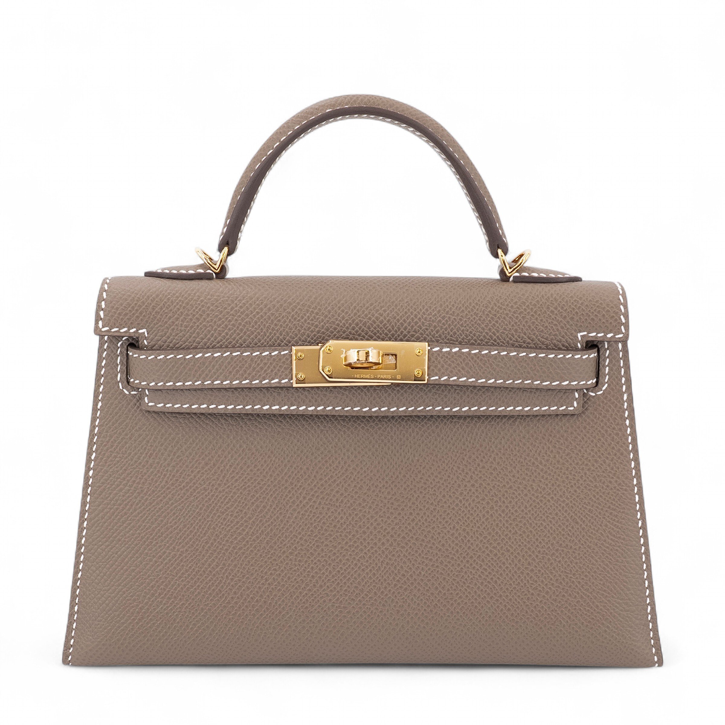 Hermes Brand New ( Rank N ) HERMÈS Mini Kelly II Etoupe (18) Epsom Gold hardware K (2025)