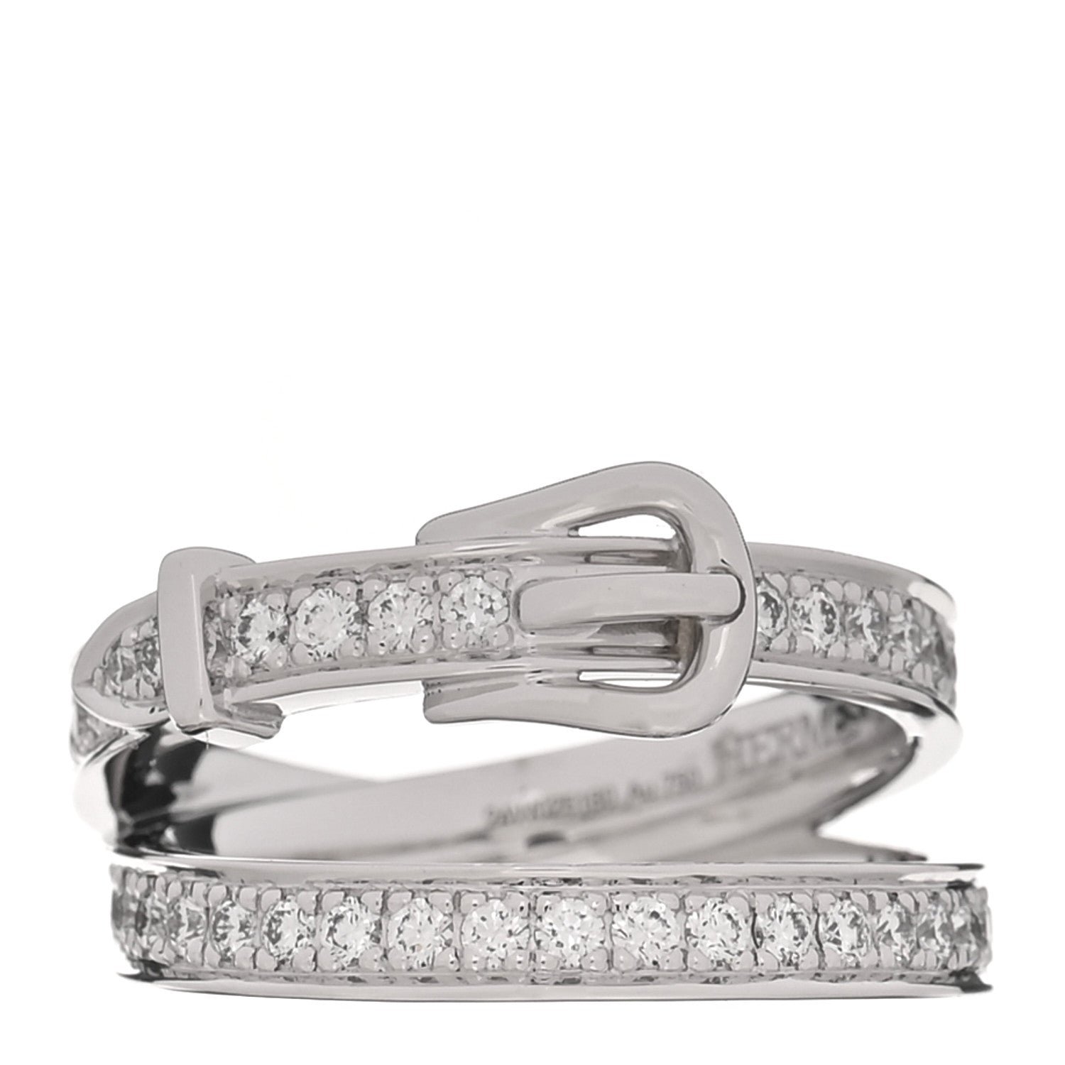 Hermes 18K White Gold Diamond MM Etriviere Ring 51 5.75
