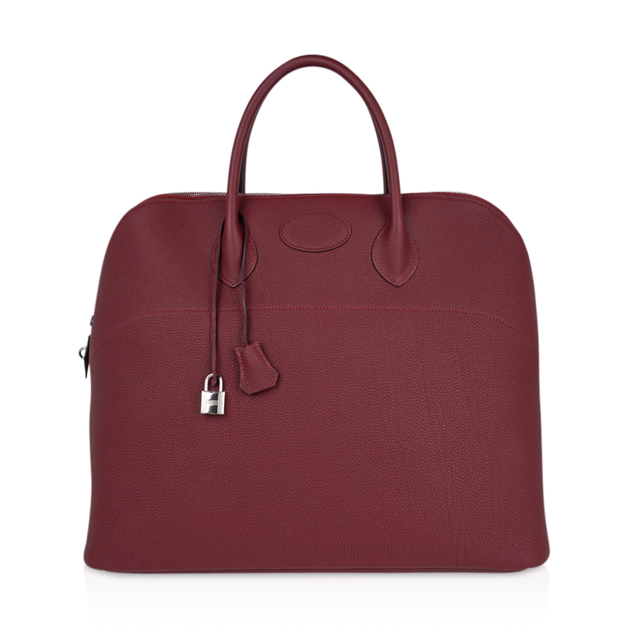 Hermes Hermes Bolide 45 Bag Rouge H Togo Leather with Palladium Hardware