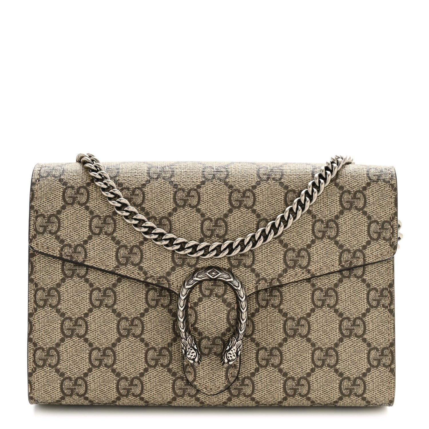 Gucci GG Supreme Monogram Mini Dionysus Chain Wallet Beige Taupe