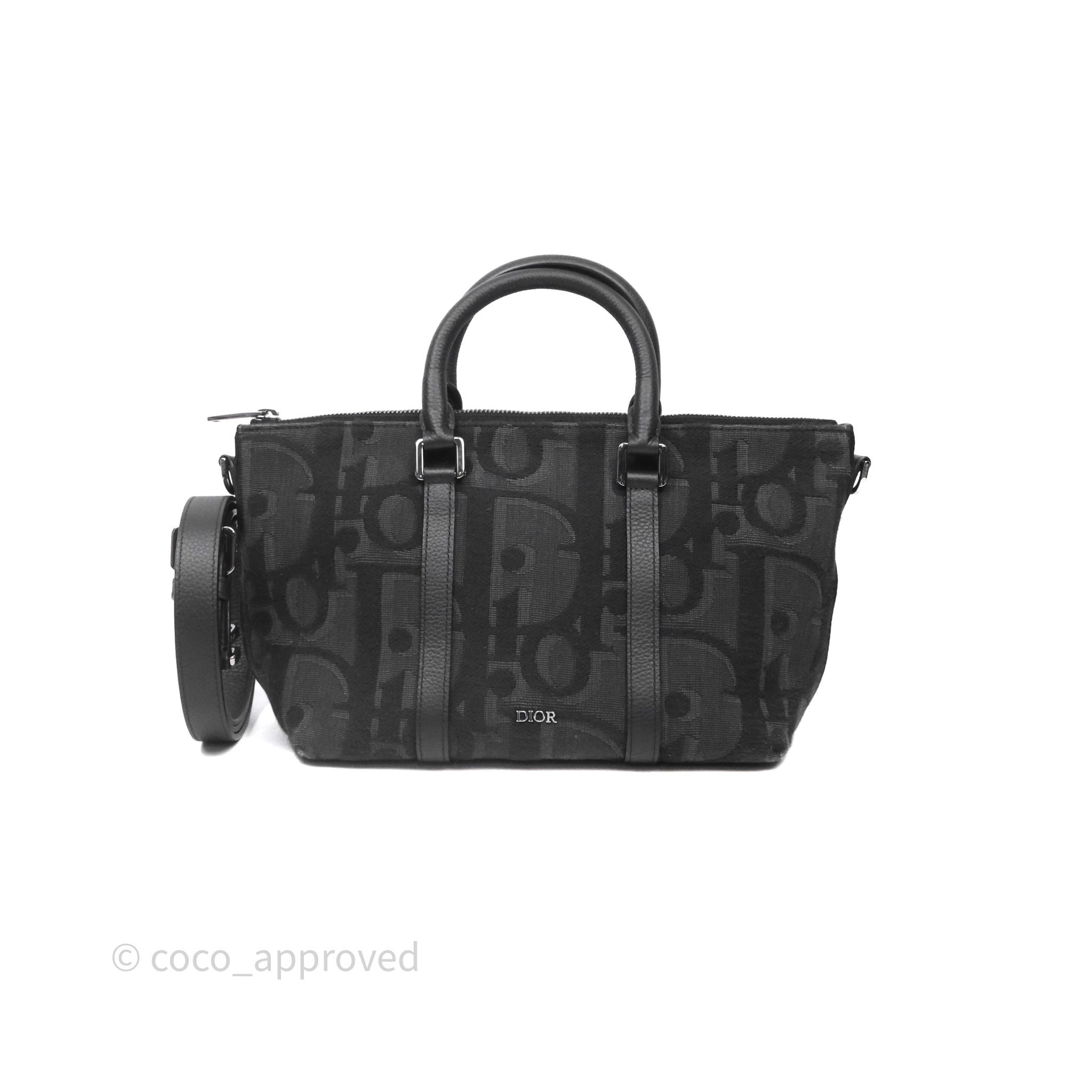 Christian Dior Oblique Jacquard Weekender Black Bag