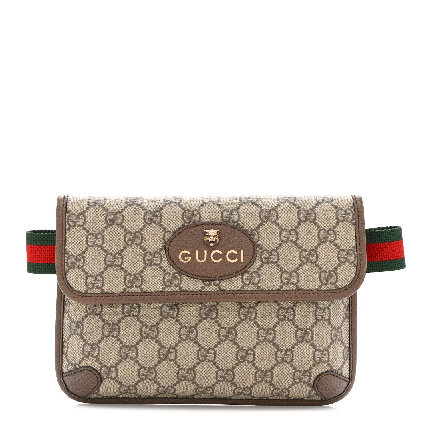 Gucci GG Supreme Monogram Neo Vintage Web Belt Bag Brown