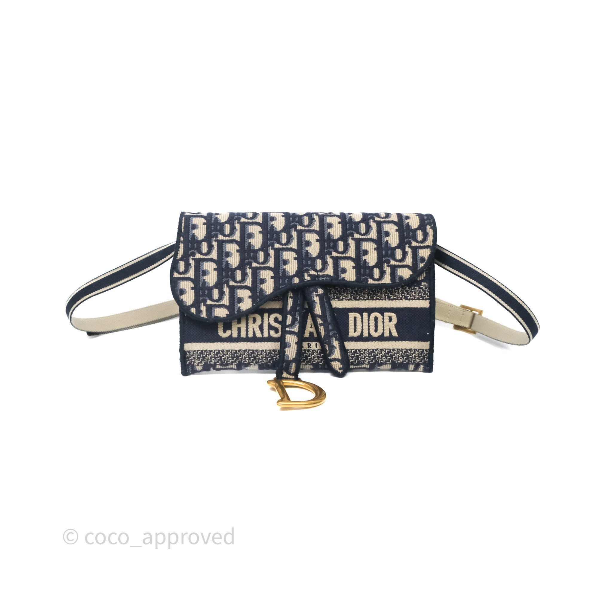Christian Dior Navy Oblique Slim Saddle Pouch