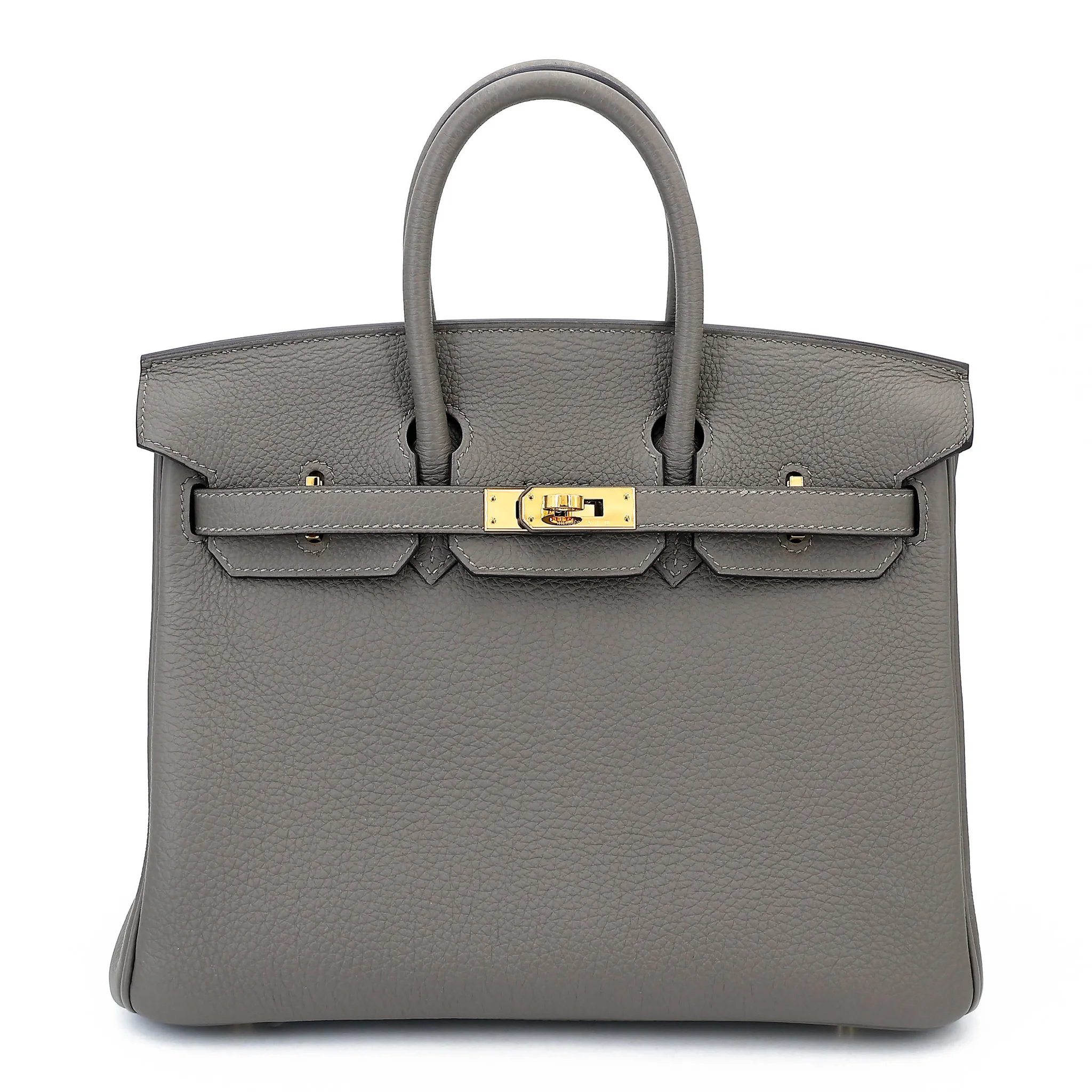 Excellent ( Rank SA ) HERMÈS Birkin 25 Gris Meyer (0L) Togo Gold hardware B (2023)