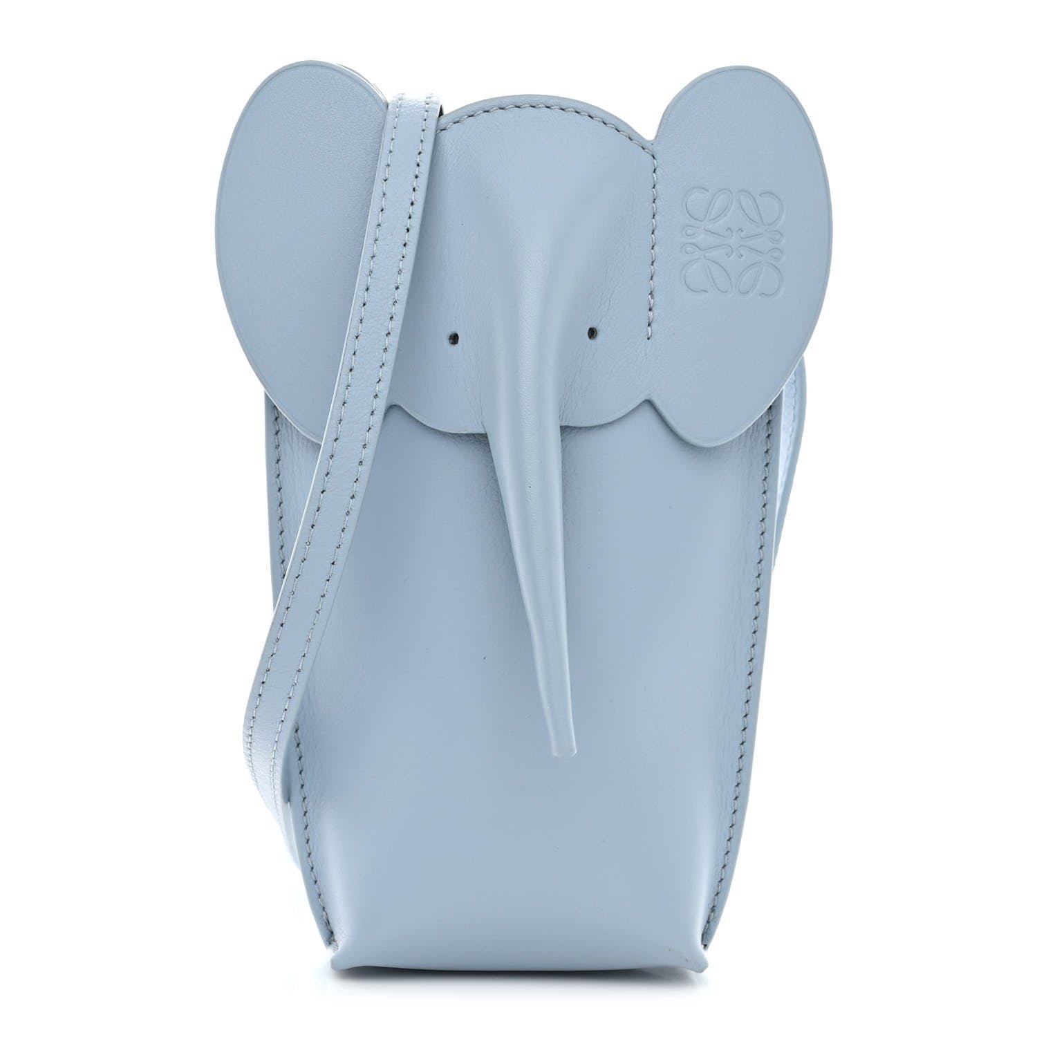 Loewe Calfskin Elephant Pouch Crossbody Bag Dusty Blue