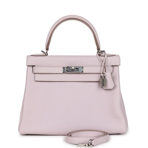 Hermes Hermes Kelly Retourne 28 Mauve Pale Clemence Palladium Hardware