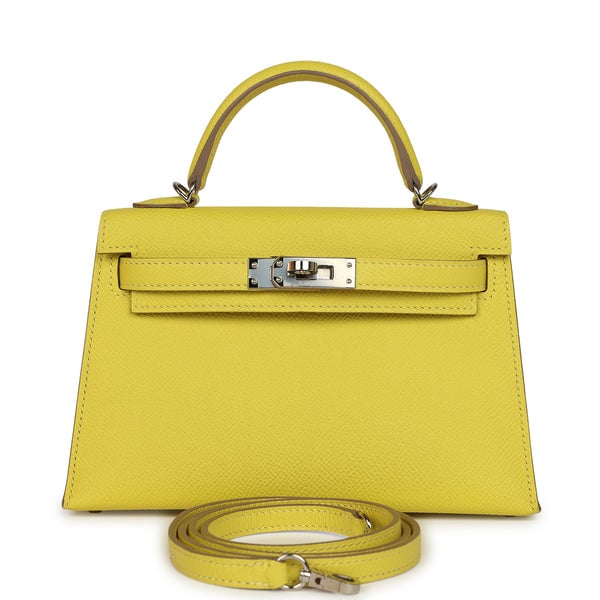 Pre-owned Hermes Kelly Sellier 20 Lime Epsom Palladium Hardware
