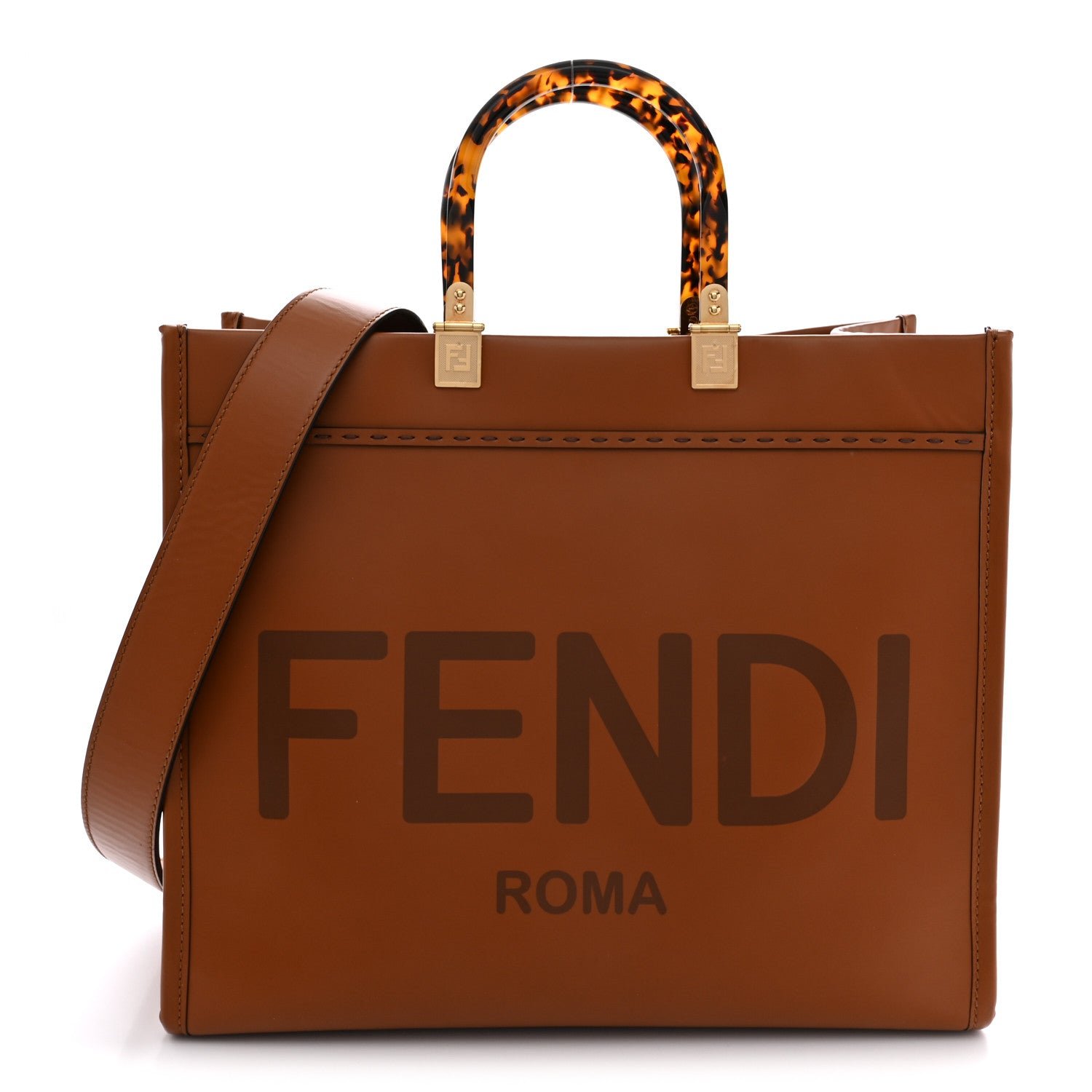 Fendi Vitello King Plexiglass Medium Fendi Sunshine Shopper Tote Cuoio