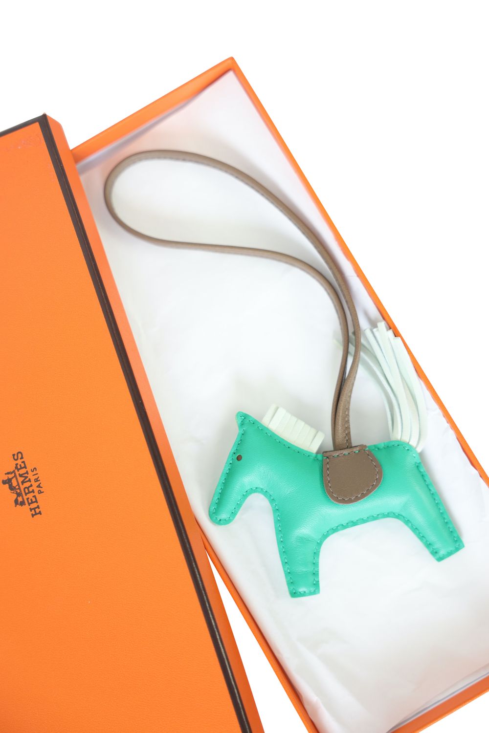 Hermes Hermes Rodeo Bag Charm PM, Menthe/Vert Fizz/Etoupe, New in Box WA001