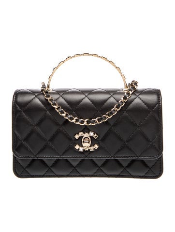 Quilted CC Top Handle Clutch w/ Chain