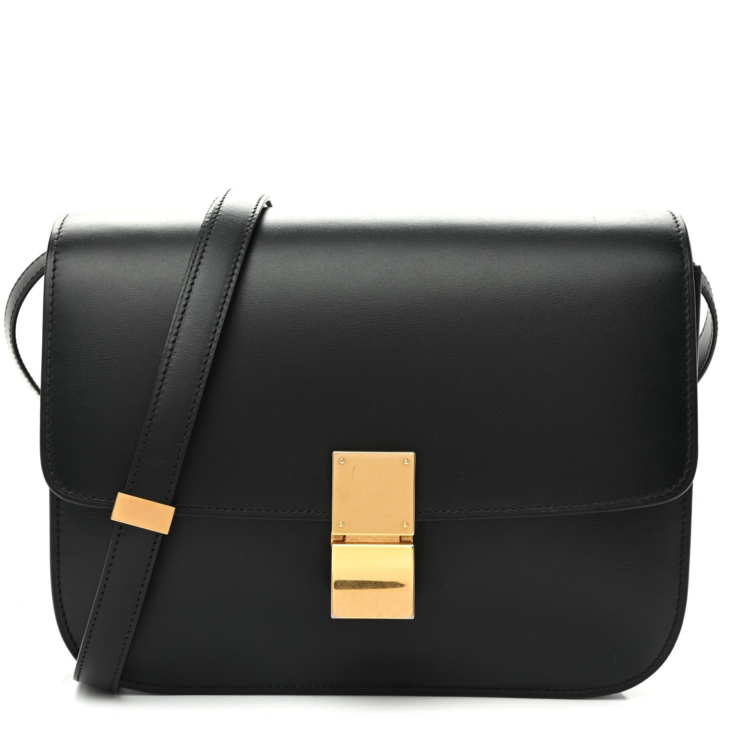 Celine Box Calfskin Medium Classic Box Flap Bag Black