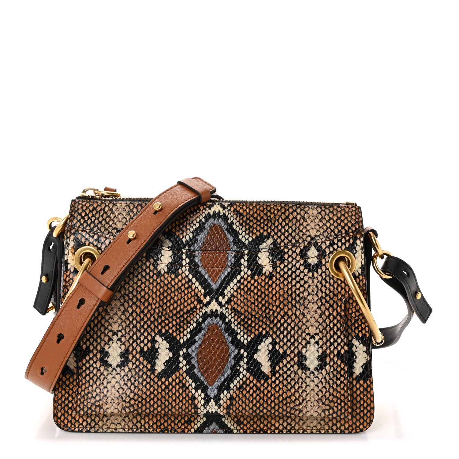 Chloe Chloe Calfskin Snakeskin Embossed Small Roy Bag Multicolor