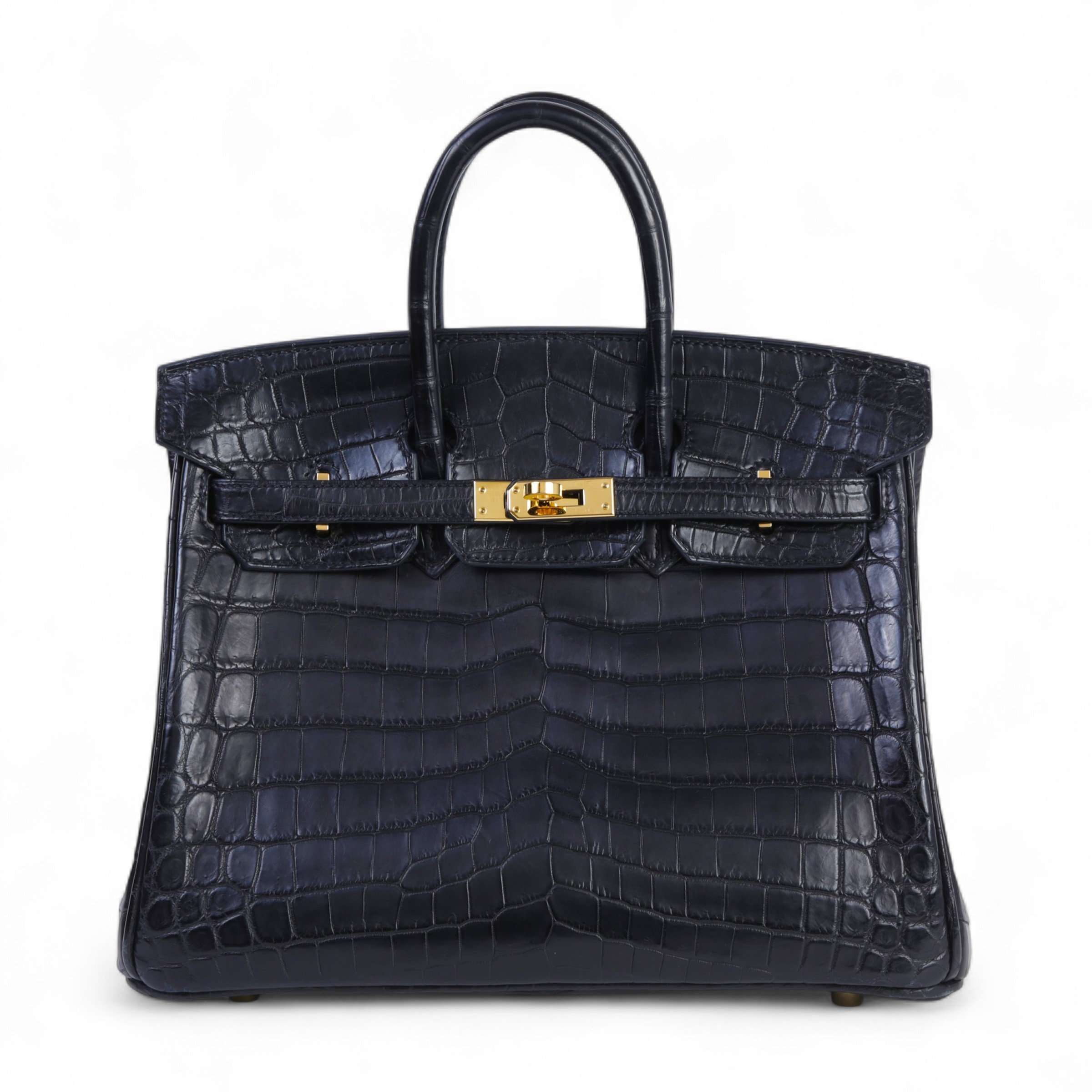 Hermes Very Good ( Rank A) HERMÈS Birkin 25 Noir (89) Matte Niloticus Crocodile Gold hardware U (2022)