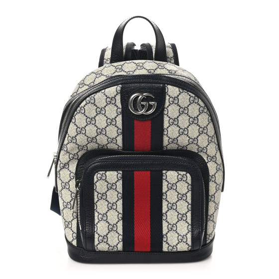 Gucci GG Supreme Monogram Textured Dollar Calfskin Web Small Ophidia Day Backpack Beige Blue Black