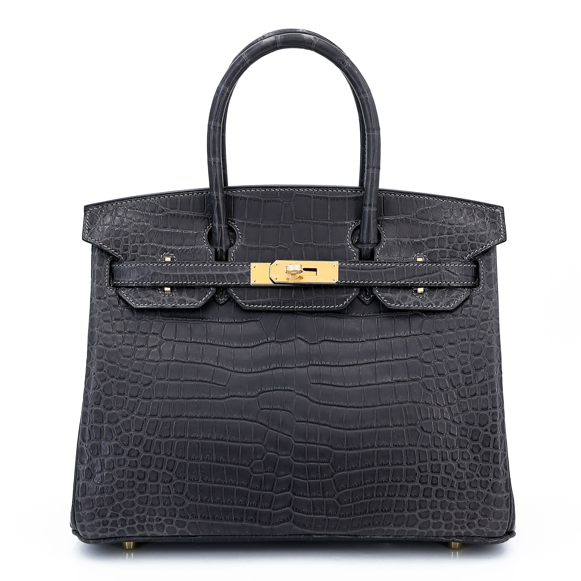 Hermes Unused ( Rank NS ) HERMÈS Special Order Birkin 30 HSS Verso Graphite (88) Bleu de Malte (7L) Matte Porosus Crocodile Gold hardware C (2018)