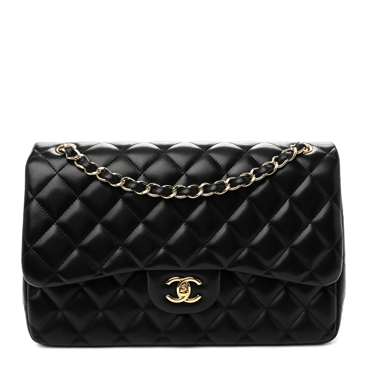 Chanel Lambskin Quilted Jumbo Double Flap Black