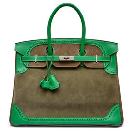 Hermes Vert de Gris Doblis Grizzly Bamboo Evercolor and Etoupe Clemence  Ghillies Birkin 35 Palladium Hardware, 2015