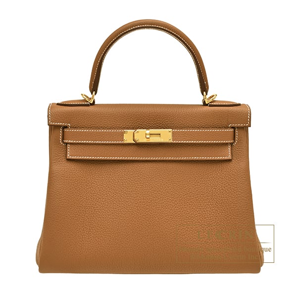 Hermes Hermes Kelly bag 28 Retourne Gold Togo leather Gold hardware