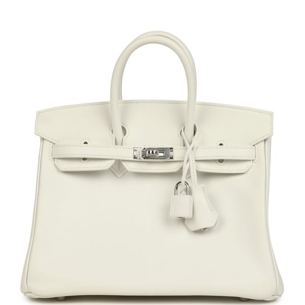 Hermes Hermes Birkin 25 New White Swift Palladium Hardware