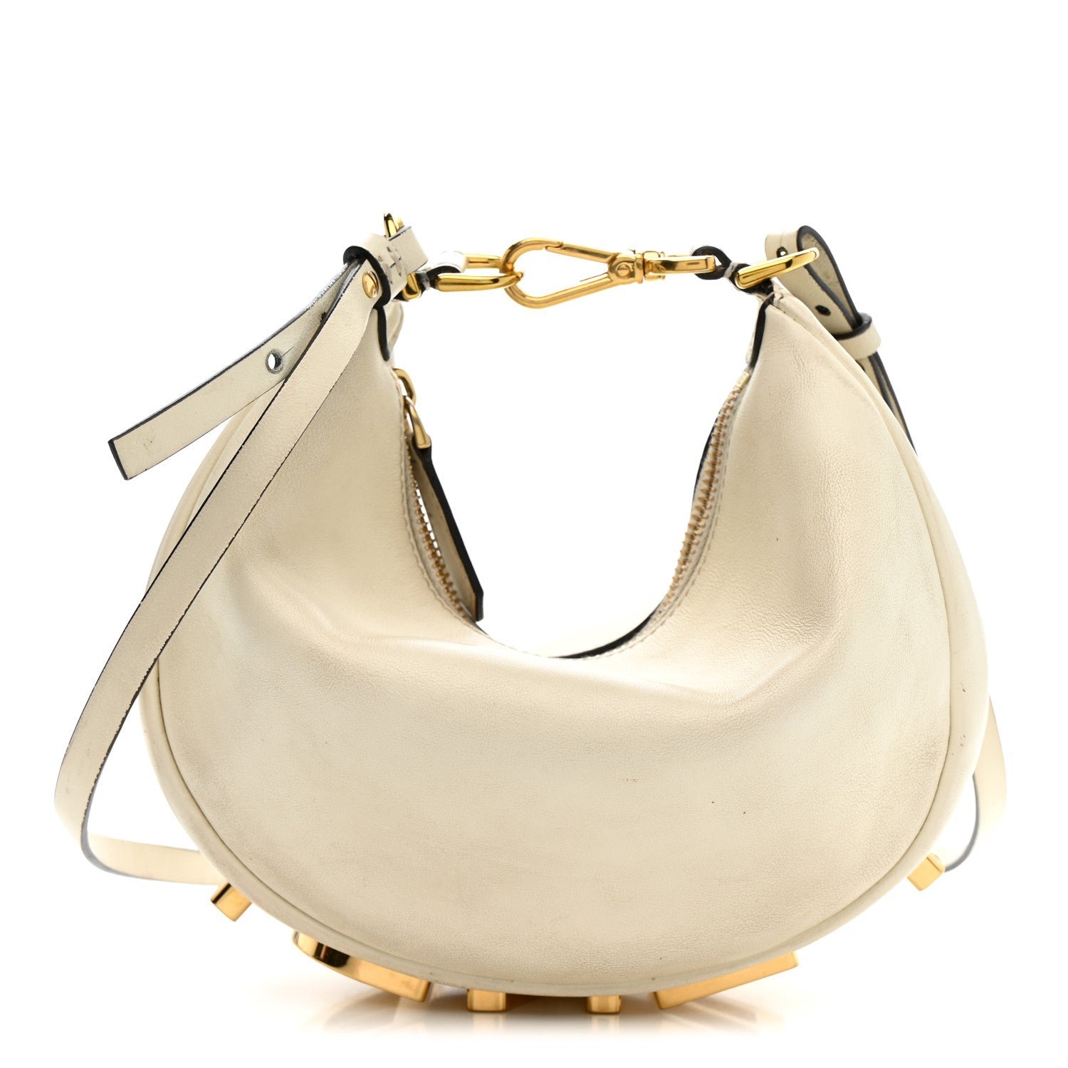 Fendi Fendi Vitello Grace Matte Mini Fendigraphy Hobo Bag White Ice