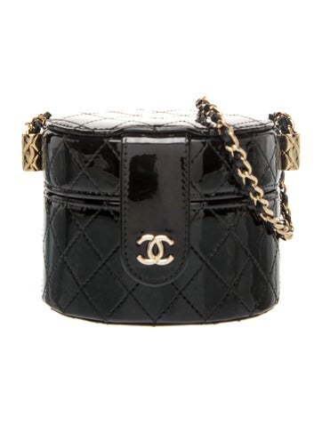 Mini Quilted Patent Vanity Case Bag
