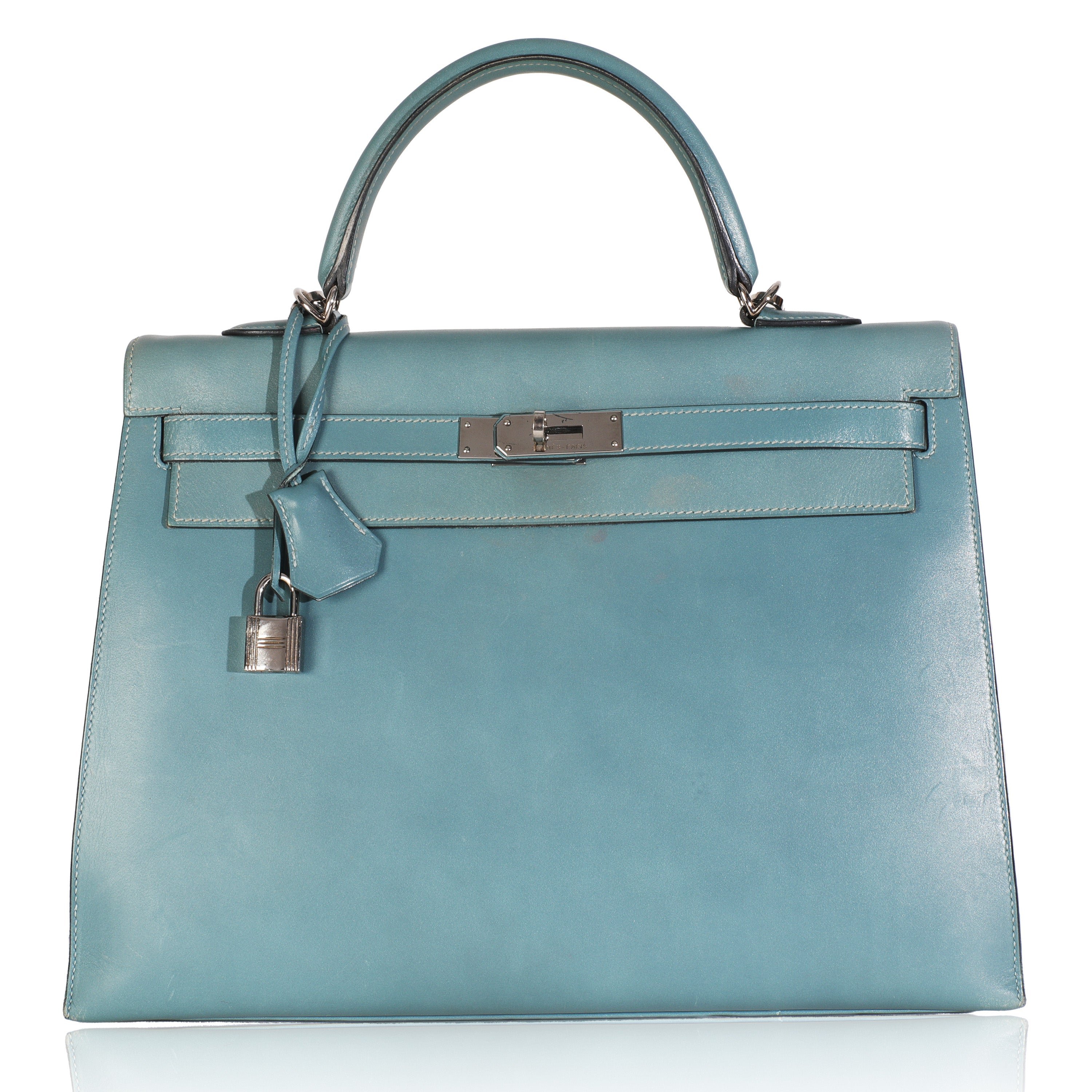 Hermes Blue Jean Box Sellier Kelly 35 PHW