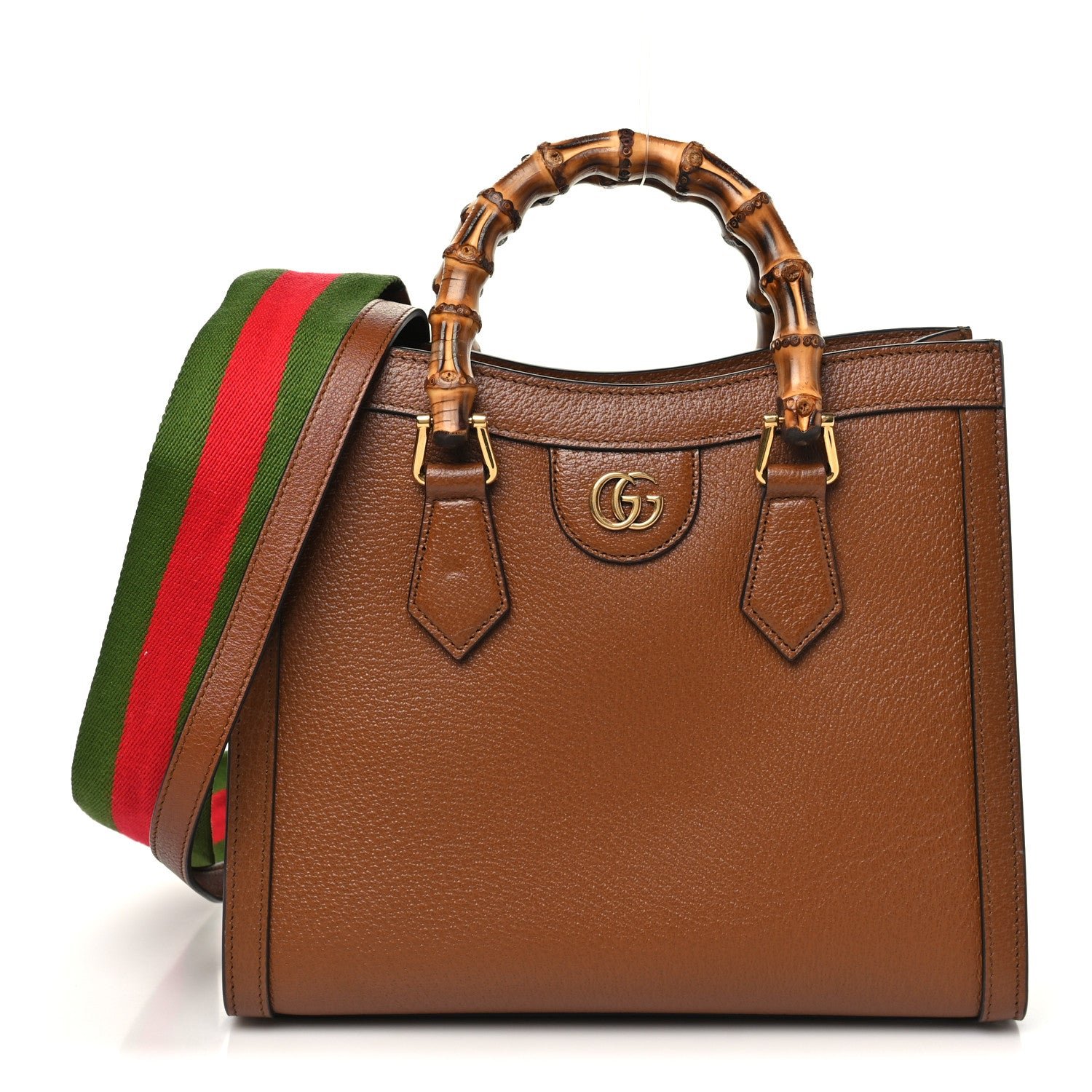 Gucci Textured Dollar Calfskin Web Small Diana Tote Bag Cuir Black