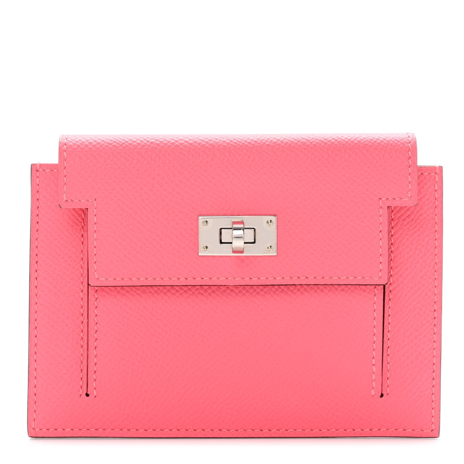 Hermes Epsom Kelly Pocket Compact Wallet Rose Azalee