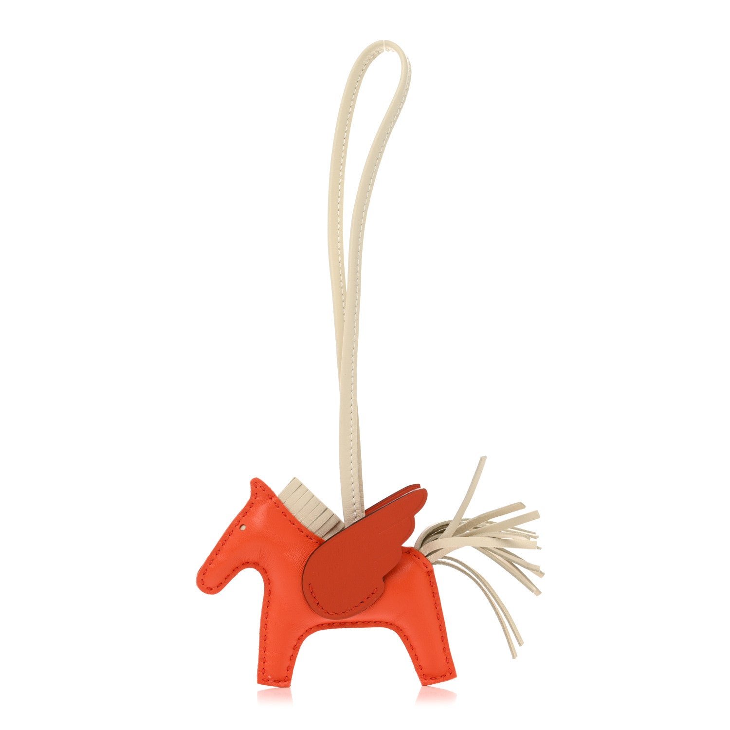 Hermes Milo Lambskin Grigri Rodeo Pegase Horse Bag Charm PM Orange Poppy Craie Terre Battue