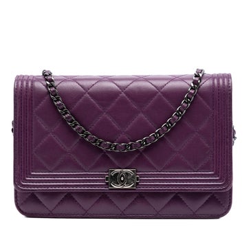 Lambskin Quilted Lambskin Boy Wallet on Chain