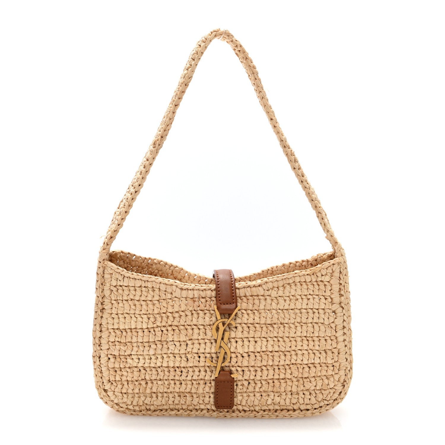 Saint Laurent Raffia Calfskin Le 5 A 7 Mini Hobo   Natural Brick