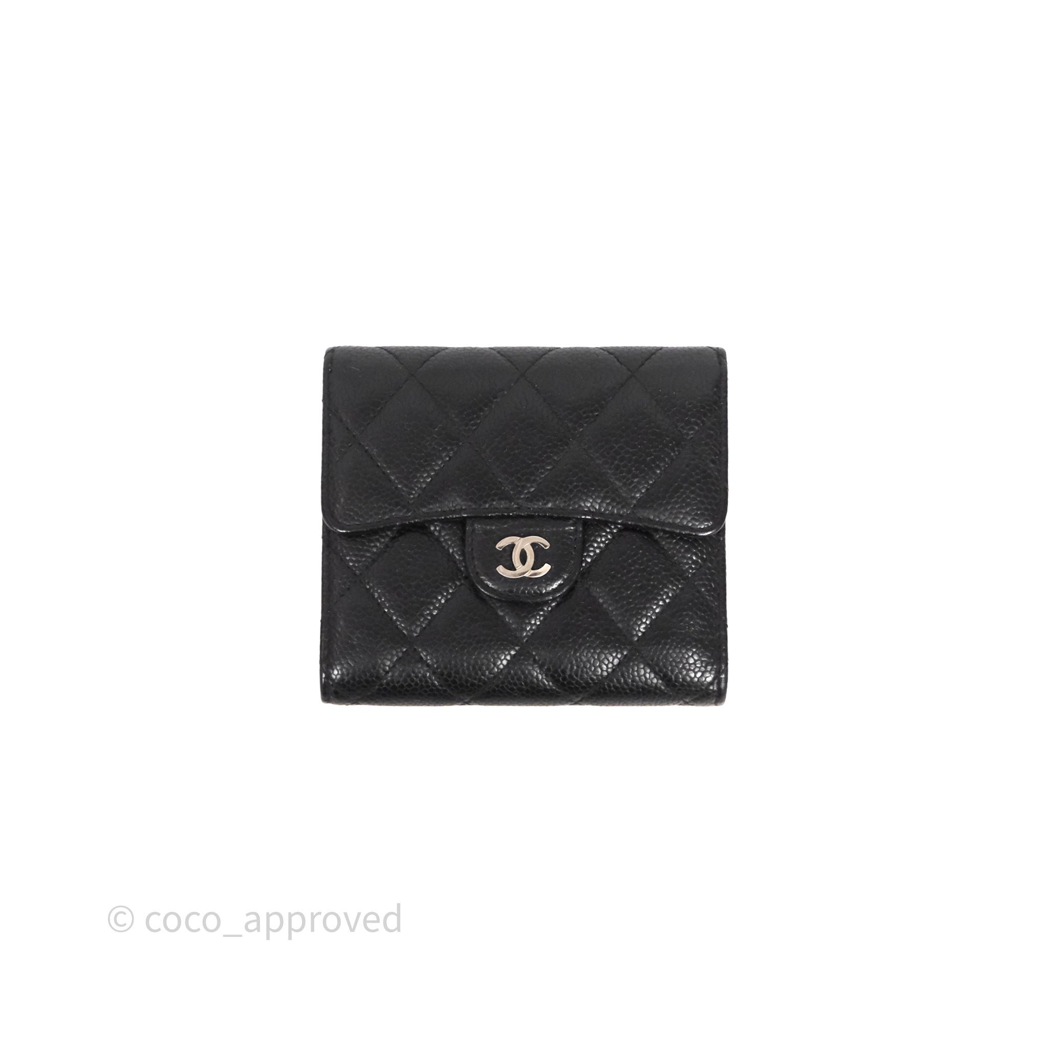 Chanel Classic Flap Wallet Black Caviar Silver Hardware
