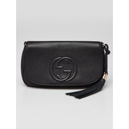 Gucci Black Leather Soho Chain Flap Shoulder Bag w/o Chain