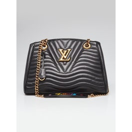 Louis Vuitton Louis Vuitton Black Calfskin Leather New Wave Chain Tote Bag