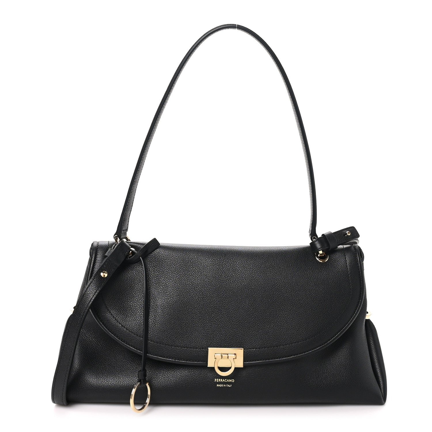 Salvatore Ferragamo Calfskin Medium Sofia 2026 Shoulder Bag Black