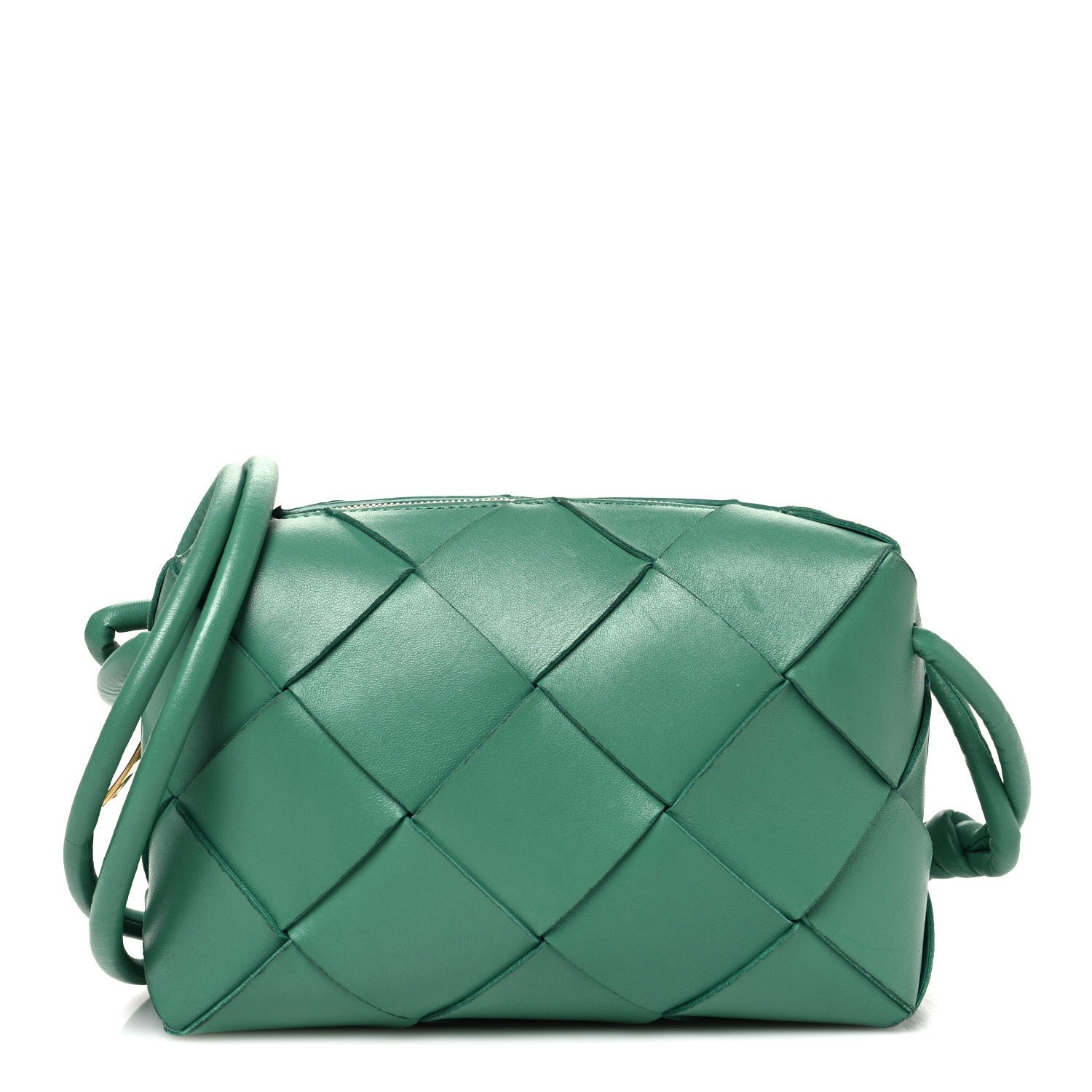 Bottega Veneta Lambskin Maxi Intrecciato Small Cassette Camera Bag Mermaid