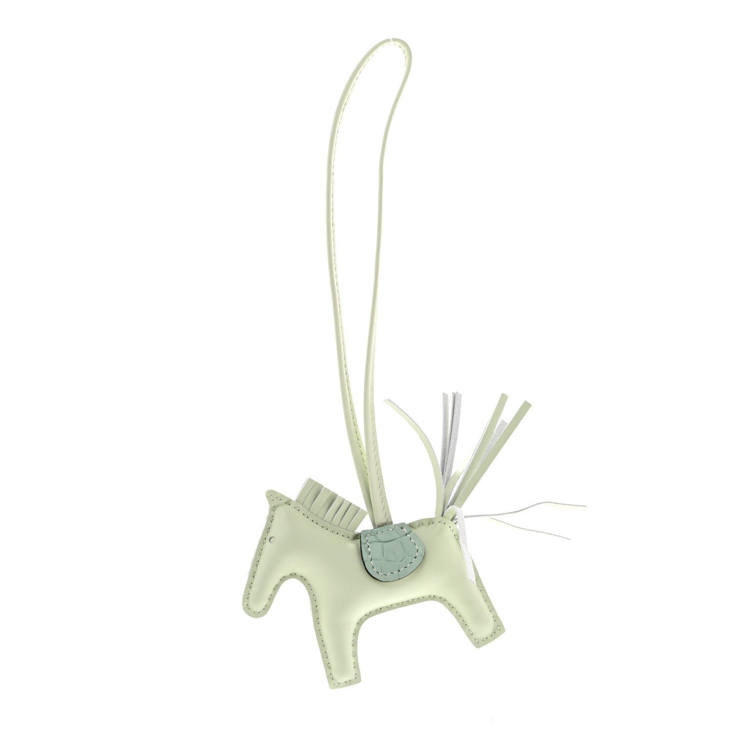 Hermes Milo Lambskin Matte Alligator Touch Grigri Rodeo Horse Bag Charm PM Vert Fizz Vert D'eau