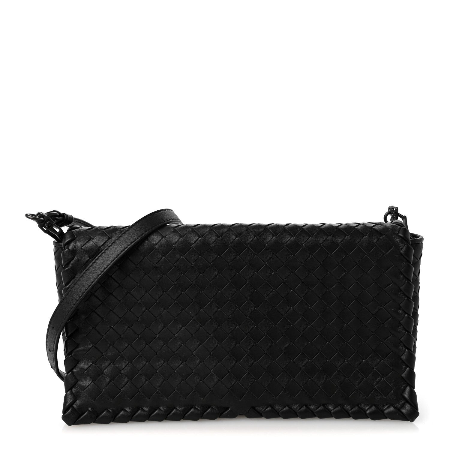 Bottega Veneta Nappa Intrecciato New Olympia Bag Black